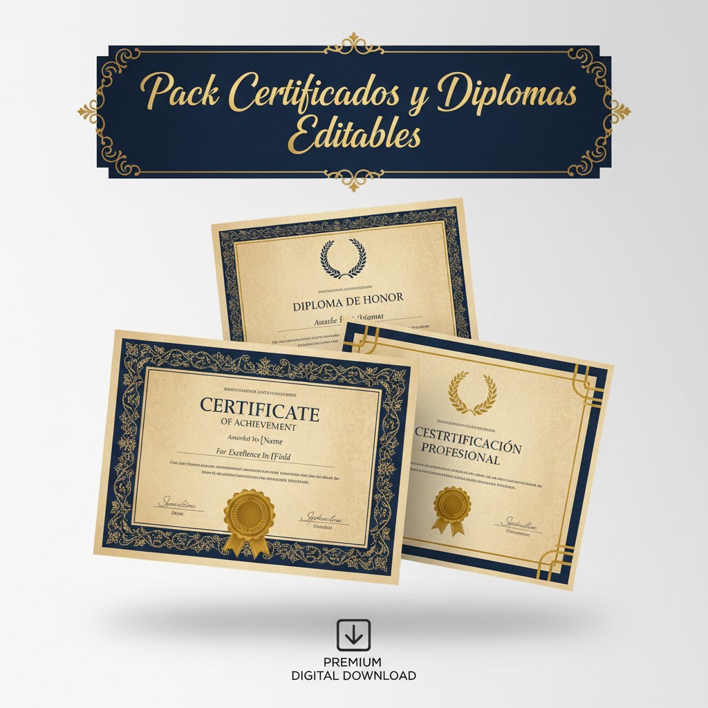 Pack Certificados y Diplomas Editables